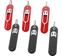 Glayent Lot de 6 outils de retrait de cartes SIM - Compartiment pour carte SIM - Broche - Outil de retrait - Aiguille - Avec porte-clés amovible - Noir + rouge
