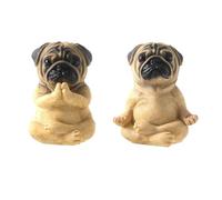 Glayent Statue de carlin en 2 parties pour la maison, figurine de chiot carlin assis en yoga, statue de chien de collection, statue de chiot miniature en résine