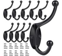 GlazieVault Lot de 10 crochets muraux noirs en acier inoxydable - Crochets muraux robustes pour cuisine, salle de bain, chambre à coucher - Design haut de gamme antirouille pour suspendre
