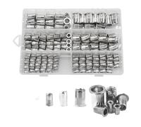 GLBMMLTHZP Écrous for riveter en acier inoxydable, lot de 100/150/180 pièces, M3-M8 ou M3-M10, inserts, revêtement, multi-tailles Écrous carrés(180PCS M3-M10)