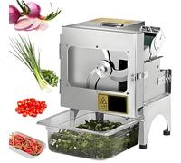 GLBMXDD Coupe-légumes électrique Professionnel, râpe-oignons Multifonction avec bac de réception, capacité de 150 kg/h, Orifice d'alimentation de 7 cm pour ail, coriandre et oignons.