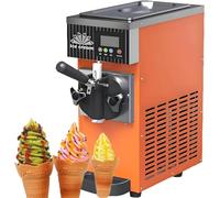GLBMXDD Sorbetière Commerciale Mono-Parfum 450W, Machine à Glace à l'italienne de comptoir, rendement 4-5 kg/h, avec écran LCD, Nettoyage Automatique et pré-Refroidissement. Orange