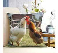 GlbnSHeric Housses de coussin décoratives double face en peluche avec poules et ferme - Pour canapé et salon