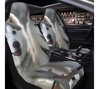 GlbnSHeric Lot de 2 housses de siège de voiture pour sièges avant de voiture Husky Dogs - Avec sangle élastique - Accessoires de voiture