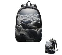 GlbnSHeric Sac à dos pour homme et femme 40-45 cm Sac à dos pour ordinateur portable Lignes ondulées Sac à dos pour ordinateur portable pour voyage, Noir , S