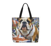 GlbnSHeric Sac fourre-tout pour femme, sac d'épicerie, sac à provisions réutilisable, sac à main avec motif d'oiseaux, sac à bandoulière pliable, Bulldog anglais, Taille unique