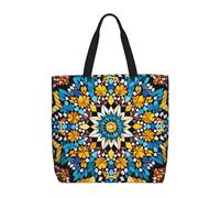 GlbnSHeric Sac fourre-tout pour femme, sac d'épicerie, sac de courses réutilisable, sac à main à motif marocain, sac à bandoulière pliable, Motif de couleur marocaine, Taille unique