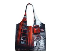 GlbnSHeric Sac fourre-tout réutilisable en toile pour femme, sac de courses maléfique, sac à main à bandoulière pliable, Téléphone rétro britannique Londres, Taille unique