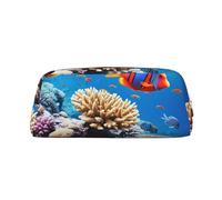 GlbnSHeric Trousse à crayons rétractable avec fermeture éclair 8 x 20,5 cm - Motif océan, poissons tropicaux - Corail, doré, Taille unique, Organiseur de sac