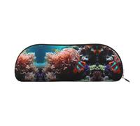 GlbnSHeric Trousse à crayons rétractable avec fermeture éclair - Corail et poisson - Pour bureau - 6,5 x 19 cm, doré, Taille unique, Organiseur de sac