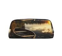 GlbnSHeric Trousse à crayons rétractable avec fermeture éclair - Motif bateau sur la rive du lac - 8 x 20,5 cm, Argenté., Taille unique, Trousse de beauté