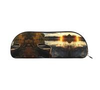 GlbnSHeric Trousse à crayons rétractable avec fermeture éclair - Motif bateau sur la rive du lac - Pour bureau - 6,5 x 19 cm, Argenté., Taille unique, Organiseur de sac