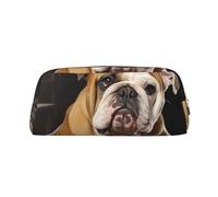 GlbnSHeric Trousse à crayons rétractable avec fermeture éclair - Motif bouledogue anglais - 8 x 20,5 cm, doré, Taille unique, Organiseur de sac