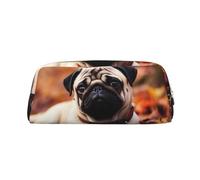 GlbnSHeric Trousse à crayons rétractable avec fermeture éclair - Motif chien carlin - 8 x 20,5 cm, doré, Taille unique, Organiseur de sac