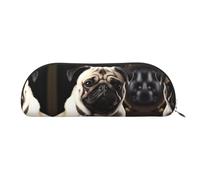 GlbnSHeric Trousse à crayons rétractable avec fermeture éclair - Motif chien carlin - Pour bureau - 6,5 x 19 cm, Argenté., Taille unique, Organiseur de sac