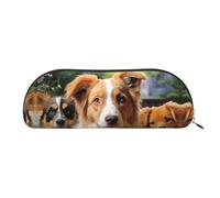 GlbnSHeric Trousse à crayons rétractable avec fermeture éclair - Motif chiens mignons - Pour bureau - 6,5 x 19 cm, doré, Taille unique, Organiseur de sac