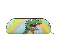 GlbnSHeric Trousse à crayons rétractable avec fermeture éclair Motif crocodile arc-en-ciel 6,5 x 19 cm, doré, Taille unique, Organiseur de sac