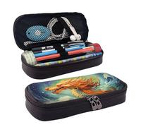 GlbnSHeric Trousse à crayons rétractable avec fermeture éclair - Motif dragon - Pour le travail de bureau - 9 x 20 cm, Peinture à l'huile Dragon, Taille unique, Organiseur de sac