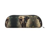 GlbnSHeric Trousse à crayons rétractable avec fermeture éclair Motif éléphant dans la forêt 6,5 x 19 cm, Argenté., Taille unique, Organiseur de sac