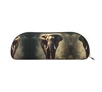 GlbnSHeric Trousse à crayons rétractable avec fermeture éclair Motif éléphant dans la forêt 6,5 x 19 cm, doré, Taille unique, Organiseur de sac