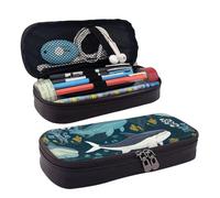 GlbnSHeric Trousse à crayons rétractable avec fermeture éclair - Motif fleurs jaunes et roses - 9 x 20 cm, Motif baleine, Taille unique, Organiseur de sac
