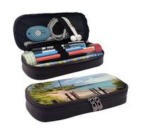 GlbnSHeric Trousse à crayons rétractable avec fermeture éclair - Motif fleurs roses et blanches - 9 x 20 cm, Palmiers Plage Mer Océan, Taille unique, Organiseur de sac