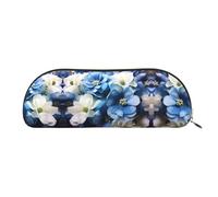 GlbnSHeric Trousse à crayons rétractable avec fermeture éclair - Motif floral bleu et blanc - 6,5 x 19 cm, doré, Taille unique, Organiseur de sac