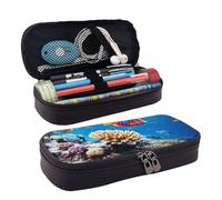 GlbnSHeric Trousse à crayons rétractable avec fermeture éclair - Motif folk orange - 9 x 20 cm, Ocean Tropical Fish Coral, Taille unique, Organiseur de sac