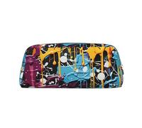 GlbnSHeric Trousse à crayons rétractable avec fermeture éclair - Motif graffiti - 8 x 20,5 cm, Argenté., Taille unique, Organiseur de sac