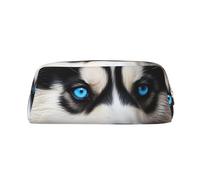 GlbnSHeric Trousse à crayons rétractable avec fermeture éclair - Motif husky aux yeux bleus - 8 x 20,5 cm, doré, Taille unique, Trousse de beauté