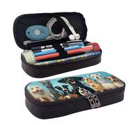 GlbnSHeric Trousse à crayons rétractable avec fermeture éclair - Motif marbre abstrait - 9 x 20 cm, Un grand groupe de chiens, Taille unique, Organiseur de sac