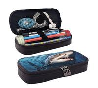GlbnSHeric Trousse à crayons rétractable avec fermeture éclair - Motif marbre abstrait - 9 x 20 cm, Un requin nage dans la mer, Taille unique, Organiseur de sac