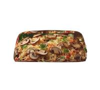 GlbnSHeric Trousse à crayons rétractable avec fermeture éclair - Motif pizza avec champignons et tomates - 8 x 20,5 cm, doré, Taille unique, Organiseur de sac