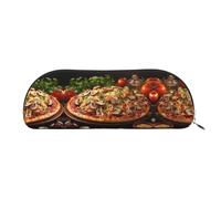 GlbnSHeric Trousse à crayons rétractable avec fermeture éclair - Motif pizza avec champignons et tomates - 6,5 x 19 cm, Argenté., Taille unique, Organiseur de sac