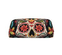 GlbnSHeric Trousse à crayons rétractable avec fermeture éclair - Motif tête de mort colorée - 8 x 20,5 cm, doré, Taille unique, Organiseur de sac