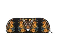 GlbnSHeric Trousse à crayons rétractable avec fermeture éclair - Motif tigre et tournesol - 6,5 x 19 cm, doré, Taille unique, Organiseur de sac
