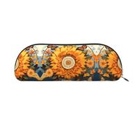 GlbnSHeric Trousse à crayons rétractable avec fermeture éclair Motif tournesol 6,5 x 19 cm, doré, Taille unique, Organiseur de sac