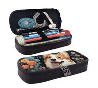 GlbnSHeric Trousse à crayons rétractable avec fermeture éclair - Motif tournesol et papillon - 9 x 20 cm, Motif corgi., Taille unique, Organiseur de sac