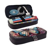GlbnSHeric Trousse à crayons rétractable avec fermeture éclair - Pour le travail de bureau - 9 x 20 cm, Papillon Floral, Taille unique, Organiseur de sac