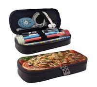GlbnSHeric Trousse à crayons rétractable avec fermeture éclair pour le travail de bureau, 9 x 20 cm, Pizza Aux Champignons Tomates, Taille unique, Organiseur de sac