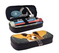 GlbnSHeric Trousse à crayons rétractable avec motif Corgi - Trousse à crayons avec fermeture éclair - Trousse esthétique pour le travail de bureau - 9 x 20 cm, Silhouette Corgi, Taille unique,