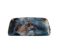 GlbnSHeric Trousse à crayons rétractable avec motif feuilles d'automne et loup - Trousse de papeterie pour bureau - Pour le travail - Trousse à crayons rétractable avec fermeture éclair - 8 x 20,5 cm,