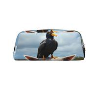 GlbnSHeric Trousse à crayons rétractable avec motif oiseau debout sur la tête de cochon - Trousse à stylos pour bureau - Trousse à crayons rétractable avec fermeture éclair - 8 x 20,5 cm, doré, Taille