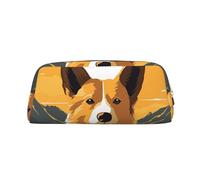 GlbnSHeric Trousse à crayons rétractable avec silhouette de Corgi - Trousse à crayons pour bureau - Trousse à crayons rétractable avec fermeture éclair - 8 x 20,5 cm, doré, Taille unique, Organiseur