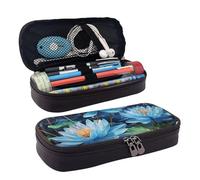 GlbnSHeric Trousse à crayons rétractable pour voiture, plage, papeterie avec fermeture éclair, trousse à crayons esthétique, pour le travail de bureau, 9 × 20 cm, Libellule bleue et lotus, Taille