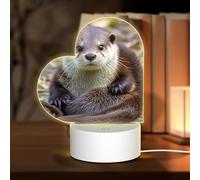 GlbnSHeric Veilleuse personnalisée en acrylique pour grand-mère - Lampe de table USB en forme de loutre mignonne - 3 couleurs changeantes - Veilleuse en acrylique pour grand-mère et Noël