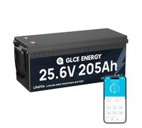 GLCE ENERGY Batterie au lithium LiFePO4 24 V 200 Ah (205 Ah), BMS intégrée 200 A, cellules lithium-fer-phosphate de batterie au lithium 5248 Wh pour camping-car, bateau, installation solaire