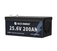 GLCE ENERGY Batterie au lithium LiFePO4 25,6 V 200 Ah - BMS 200 A intégrée - Cellules au lithium phosphate de fer de classe A 5120 Wh - Pour camping-cars, bateaux, installations solaires et plus