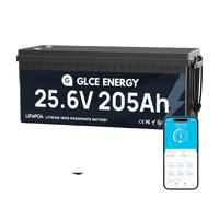 GLCE ENERGY Batterie LiFePO4 24 V (25,6 V) 205 Ah, Bluetooth BMS, batterie au lithium 5,12 kWh de qualité A, pour bateau, camping-car, marine, moteur de trolling, stockage d'énergie et hors réseau