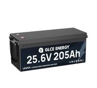 GLCE ENERGY Batterie LiFePO4 25,6 V 205 Ah 200 A Bluetooth BMS, 5,12 kWh, cellule de batterie de grade A, pour bateau, camping-car, marine, moteur de trolling, stockage d'énergie et hors réseau